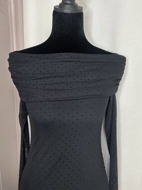 Abercrombie and Fitch Black rhinestone Off-Shoulder Maxi dress